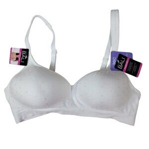 Bali Comfort Wireless Bra White 36C With Adjustable Straps & Hook Closure NWT